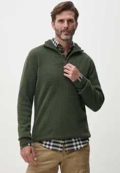 Barbour pulover de lana barbati, culoarea verde, light, cu turtleneck imagine