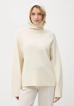 Barbour pulover de lana culoarea bej, cu guler, LKN1705 imagine