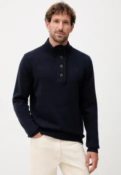 Barbour pulover de lana culoarea bleumarin, cu turtleneck, MKN0585 imagine