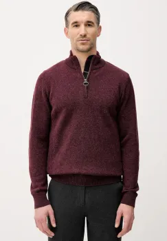 Barbour pulover de lana culoarea bordo, cu guler, MKN0837 imagine