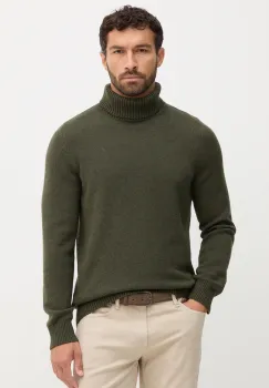 Barbour pulover de lana culoarea verde, cu guler, MKN1658 imagine