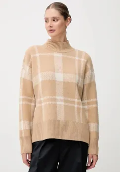 Barbour pulover de lana HARRIET culoarea bej, light, cu turtleneck, LKN1673 imagine