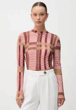 Barbour pulover de lana x Farm Rio culoarea roz, light, cu turtleneck, LKN1716 imagine