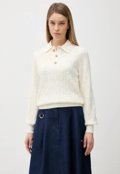 Barbour pulover din amestec de lana Evie culoarea bej, LKN1730 imagine