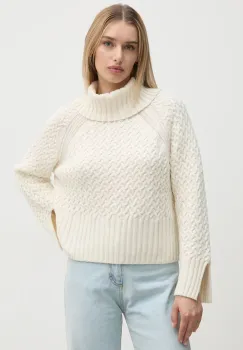 Barbour pulover femei, culoarea bej, calduros, cu turtleneck, LKN1589 imagine