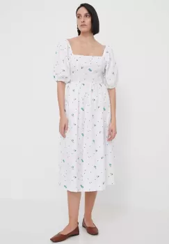 Barbour rochie din bumbac midi, evazati imagine