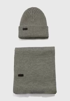 Barbour set caciula si fular Crimdon Beanie & Scarf Gift Set culoarea gri MGS0019 imagine
