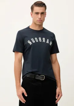 Barbour tricou din bumbac BOUGHS culoarea bleumarin, cu imprimeu, MTS1509 imagine