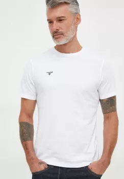 Barbour tricou din bumbac culoarea alb, neted imagine