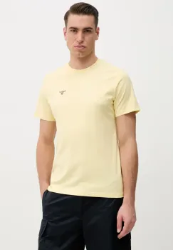 Barbour tricou din bumbac culoarea galben, neted imagine