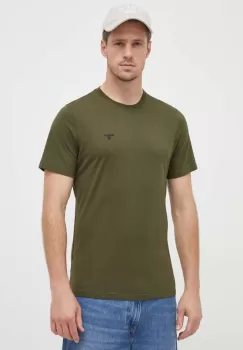 Barbour tricou din bumbac culoarea verde, neted imagine