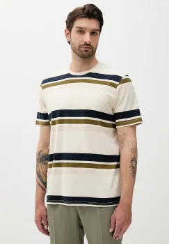 Barbour tricou din bumbac Golborne Stripe Relaxed Fit T-Shirt culoarea bej, cu imprimeu, MTS1409 imagine