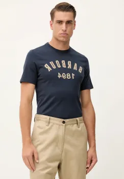 Barbour tricou din bumbac HOLLINS culoarea bleumarin, cu imprimeu, MTS1472 imagine