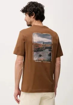 Barbour tricou din bumbac Parkend culoarea maro, cu imprimeu, MTS1541 imagine