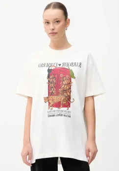 Barbour tricou din bumbac x Farm Rio culoarea alb, LTS0699 imagine