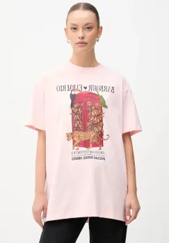 Barbour tricou din bumbac x Farm Rio culoarea roz, LTS0699 imagine