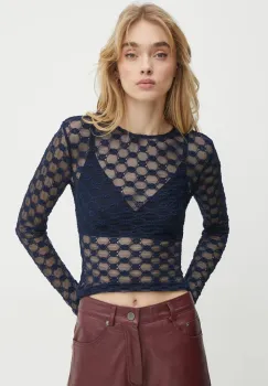 Bardot bluza ADONI femei, culoarea albastru marin, neted, 59741TB imagine