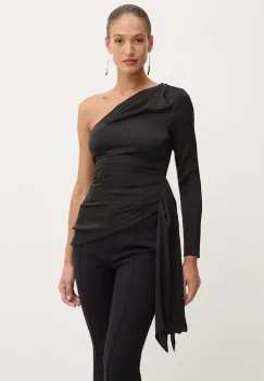 Bardot bluza ELISABETTA culoarea negru, neted, 59464TB imagine