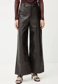 Bardot pantaloni culoarea maro, lat, high waist, 58936PB3 imagine