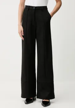 Bardot pantaloni culoarea negru, evazati, high waist, 58936PB4 imagine
