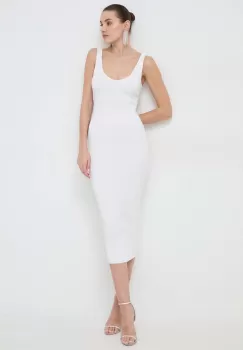 Bardot rochie culoarea alb, maxi, mulata imagine