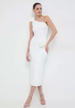 Bardot rochie culoarea alb, midi, mulata imagine