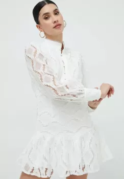 Bardot rochie culoarea alb, mini, drept imagine