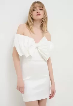 Bardot rochie culoarea alb, mini, mulata imagine