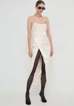 Bardot rochie culoarea bej, mini, mulata imagine