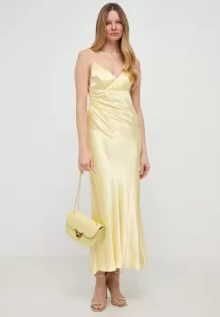 Bardot rochie culoarea galben, maxi, drept imagine