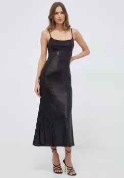 Bardot rochie culoarea negru, maxi, mulata imagine