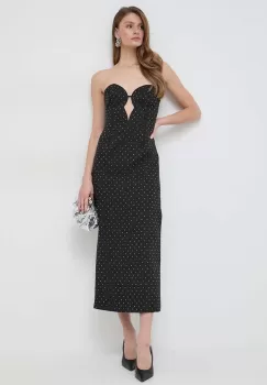 Bardot rochie culoarea negru, midi, mulata imagine