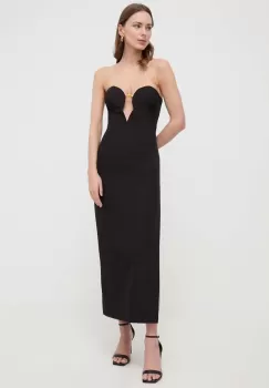 Bardot rochie culoarea negru, midi, mulata imagine
