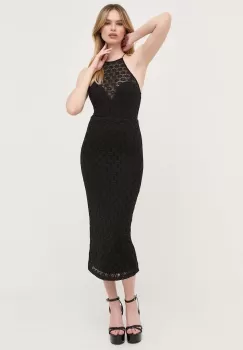 Bardot rochie culoarea negru, midi, mulata imagine