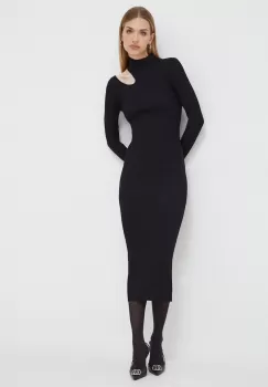 Bardot rochie culoarea negru, midi, mulata imagine