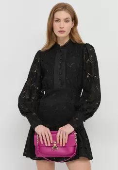 Bardot rochie culoarea negru, mini, drept imagine