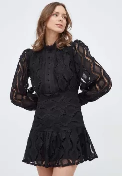 Bardot rochie culoarea negru, mini, evazati imagine