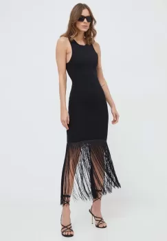 Bardot rochie culoarea negru, mini, mulata imagine