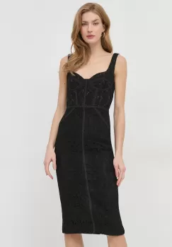 Bardot rochie culoarea negru, mini, mulata imagine