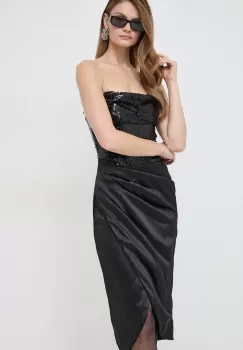 Bardot rochie culoarea negru, mini, mulata imagine