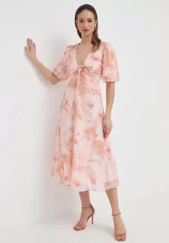 Bardot rochie culoarea portocaliu, midi, evazati imagine