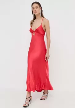 Bardot rochie culoarea rosu, maxi, drept imagine