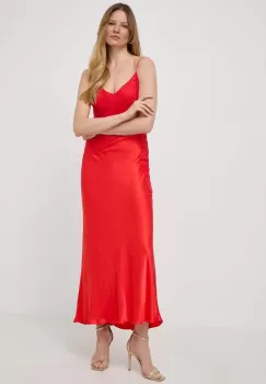 Bardot rochie culoarea rosu, maxi, drept imagine