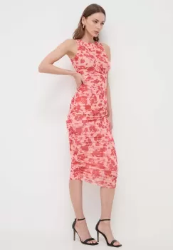 Bardot rochie culoarea rosu, midi, mulata imagine