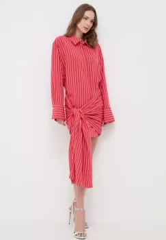 Bardot rochie culoarea rosu, mini, mulata imagine