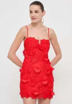 Bardot rochie culoarea rosu, mini, mulata imagine