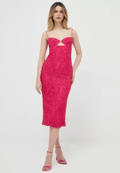 Bardot rochie culoarea roz, midi, drept imagine