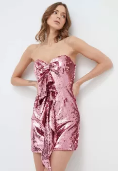 Bardot rochie culoarea roz, mini, mulata imagine