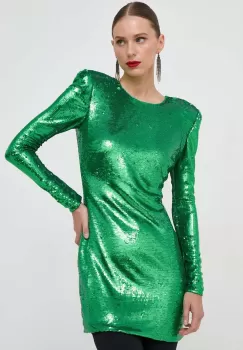 Bardot rochie culoarea verde, mini, mulata imagine