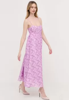 Bardot rochie culoarea violet, maxi, evazati imagine